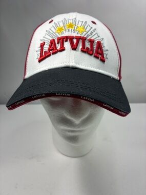 Latvija Embroidered Tricolor Baseball Cap - White/Black/Red